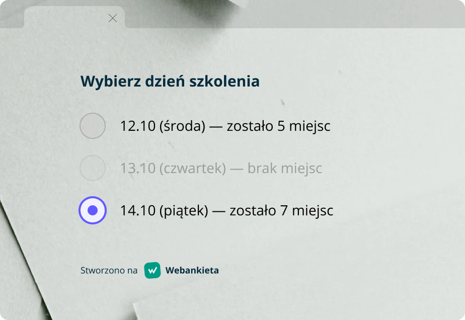 Wybór terminu szkolenia ankieta