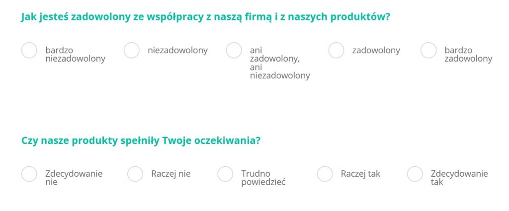 Przykładowe pytanie w badaniu satysfakcji klientów 